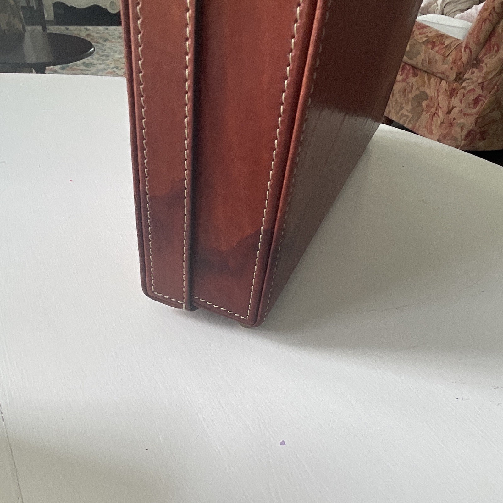Dutch-made over-under hard-side briefcase, gold hardware – see pics