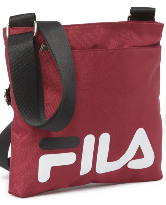 Fila Gertrude Shoulder Bag Maroon Black Zip Top Closure Brand Logo Unisex NWT