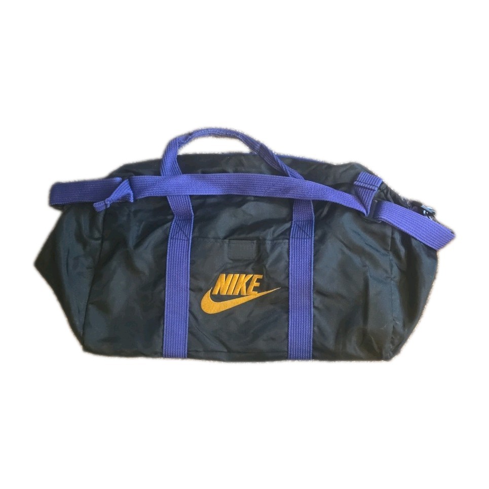 Nike Vintage Duffle Bag Unisex Black Purple Gold 80s 90s Retro Gym Bag