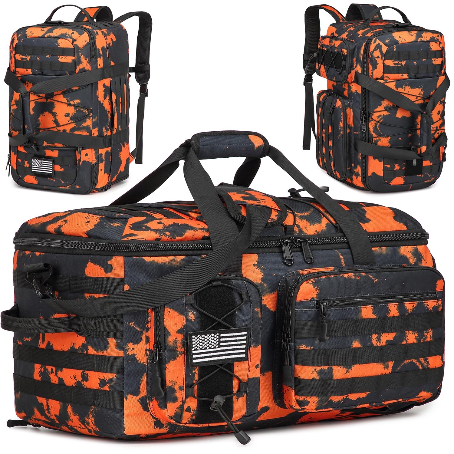 50L Gym Bags for Men, 3 in 1 Travel Duffle Bag with Shoe Compartment, Tactica…