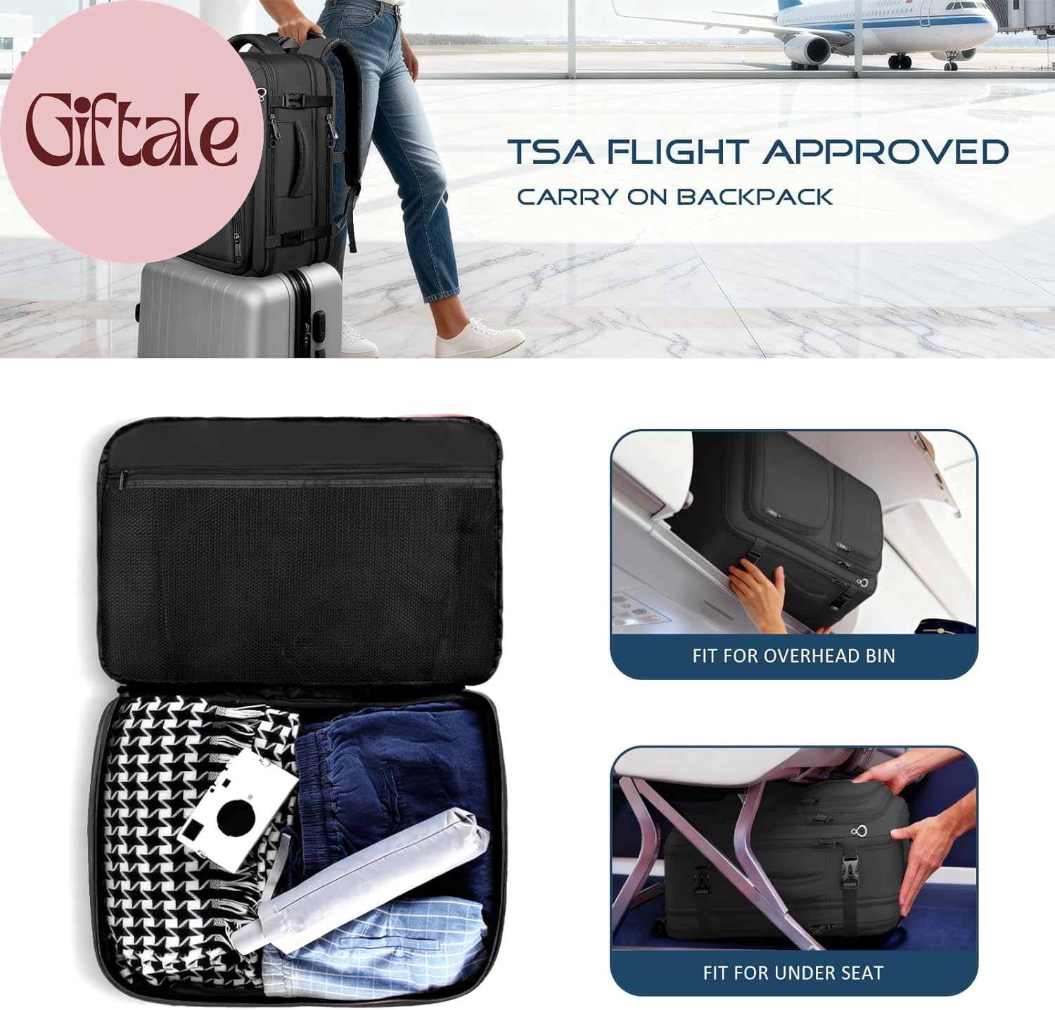Travel Backpack, Expandable Carry on Backpack for Men, TSA 17.3 Inch Laptop Bag