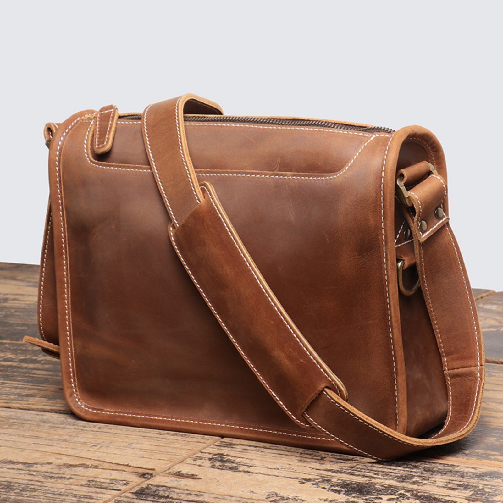 Men’s Leather Messenger Bag Crossbody Laptop Shoulder Satchel Business Handbag