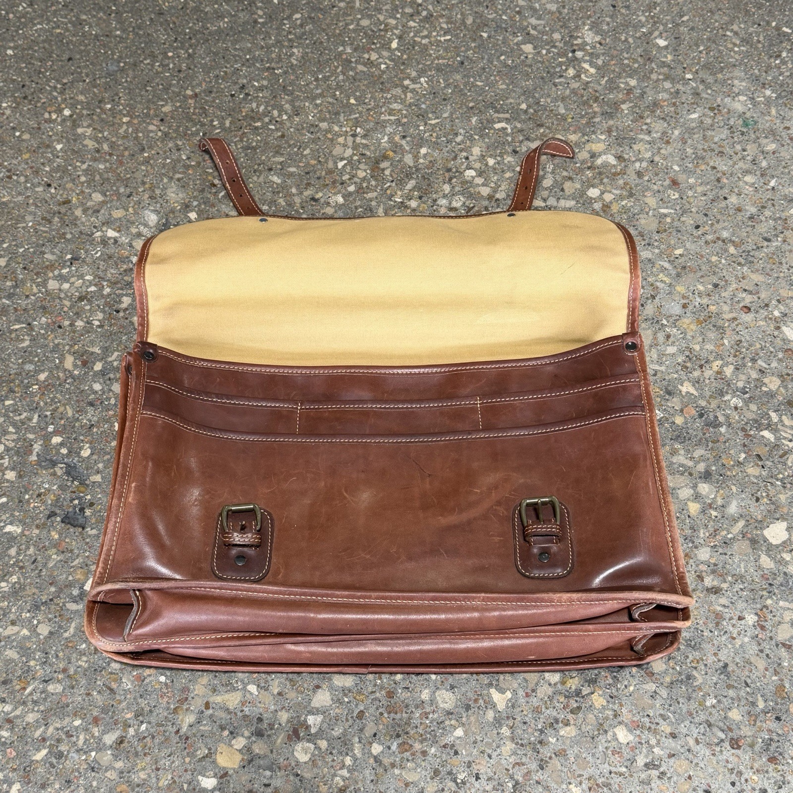 Vintage Paul Stuart Brown Leather Laptop Messenger Carry Bag Made In England
