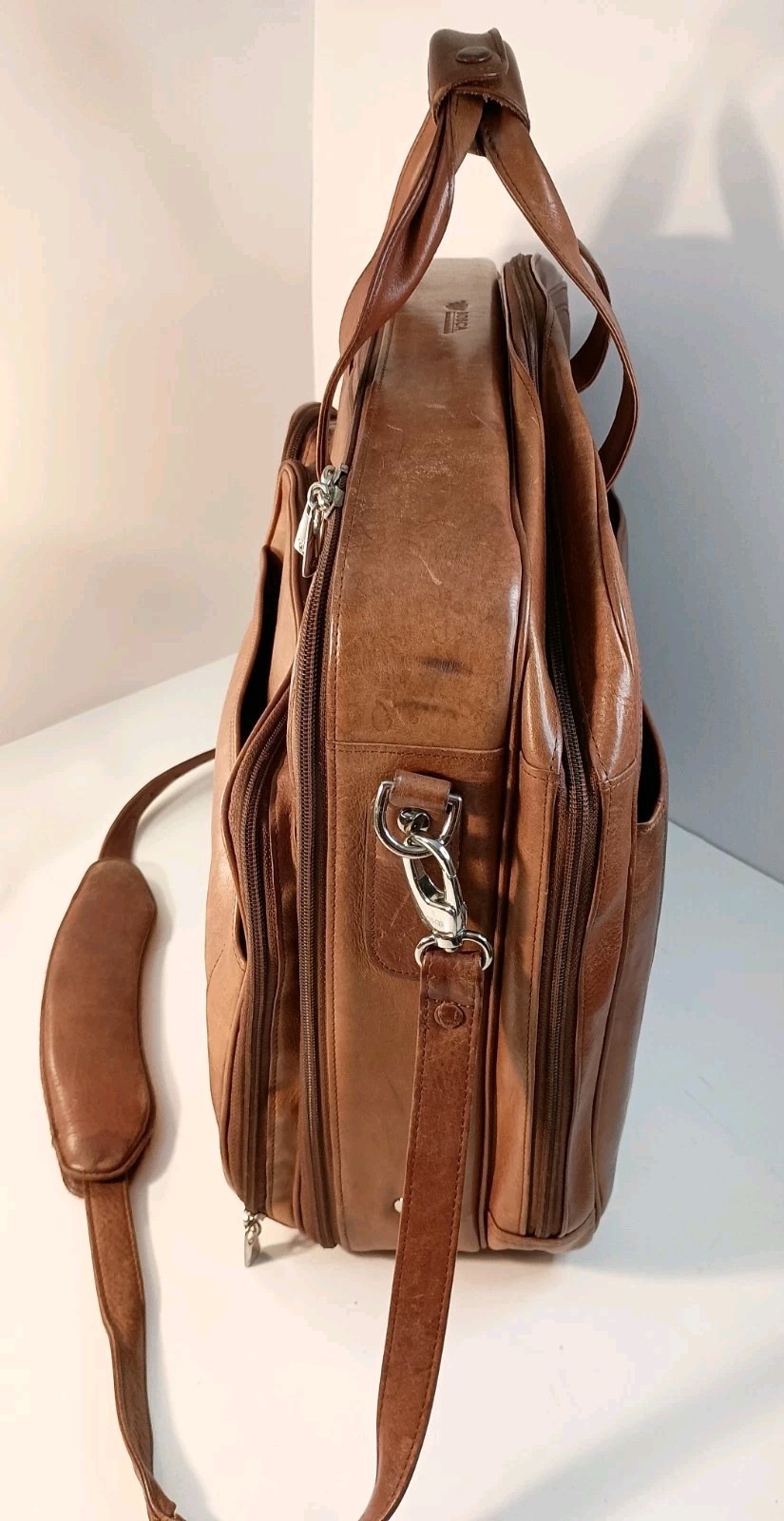 Bosca Old Leather Amber Stringer Briefcase Laptop Bag Vintage Large READ Vintage