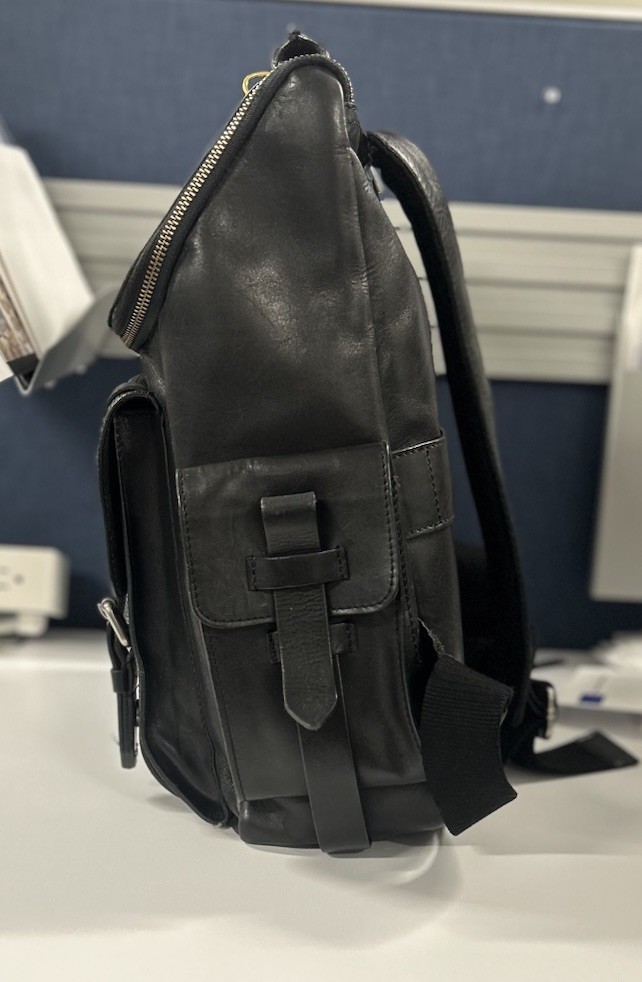 Velez Black Leather Men Backpack Top Handle Zip & Buckle Adjustable Strap