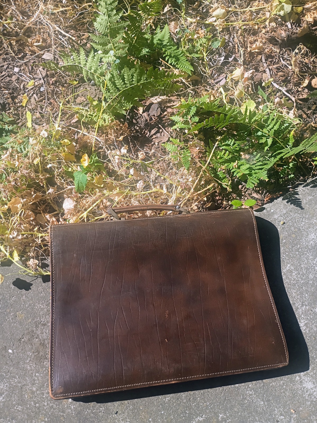 Vintage Top Grain Cowhide Leather Briefcase Laptop Bag With Key Brass Hardware