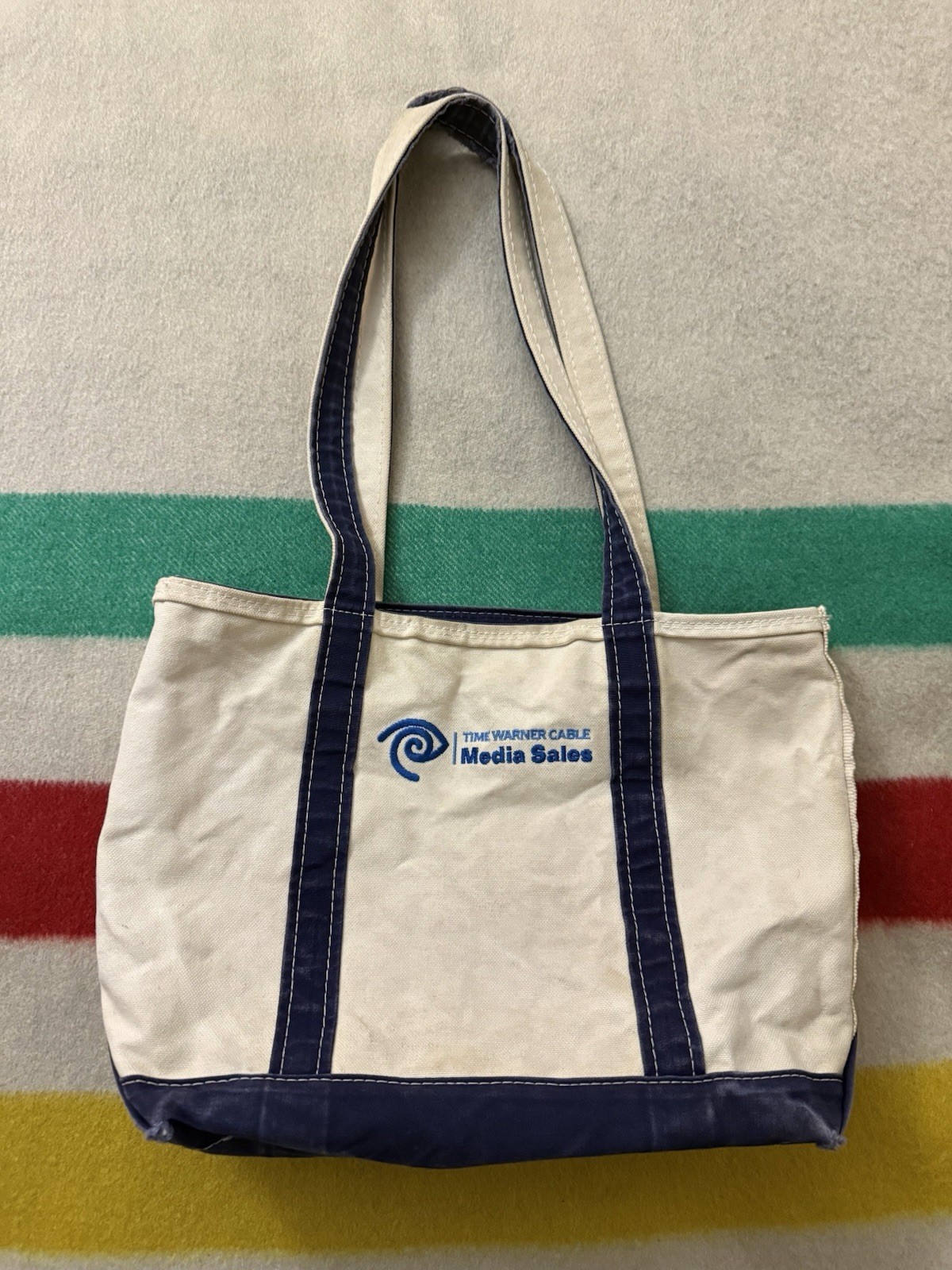 LL Bean Time Warner Cable Boat & Tote Bag 2010-2016 Era Employee Staff Indigo