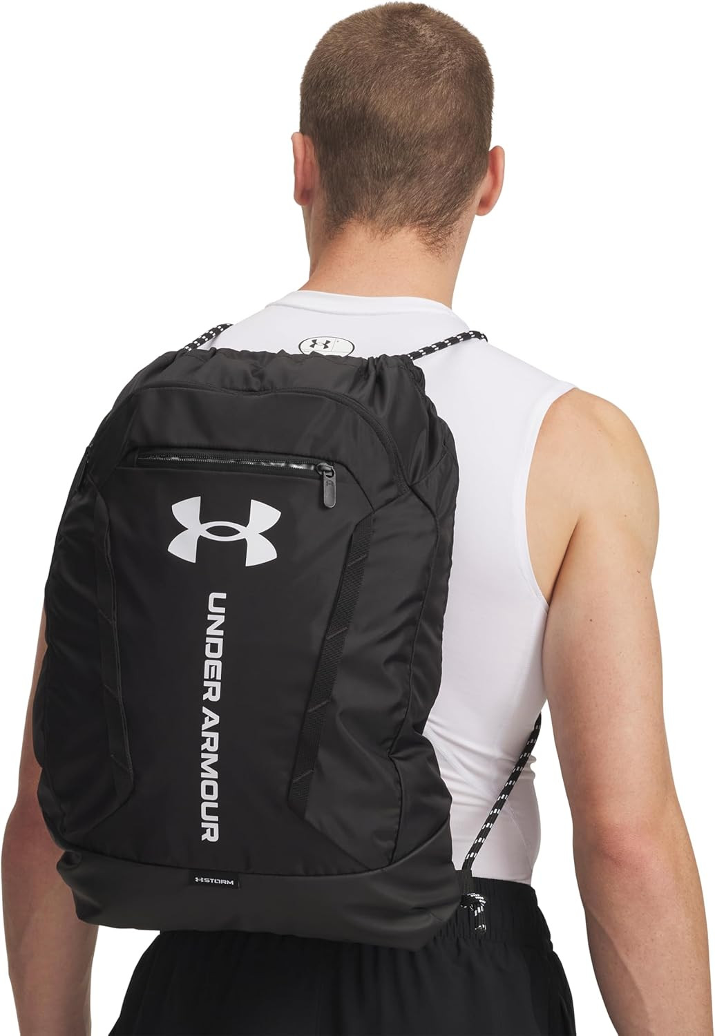 Unisex Hustle Sackpack, (001) Black/Black/White, One Size Fits Most