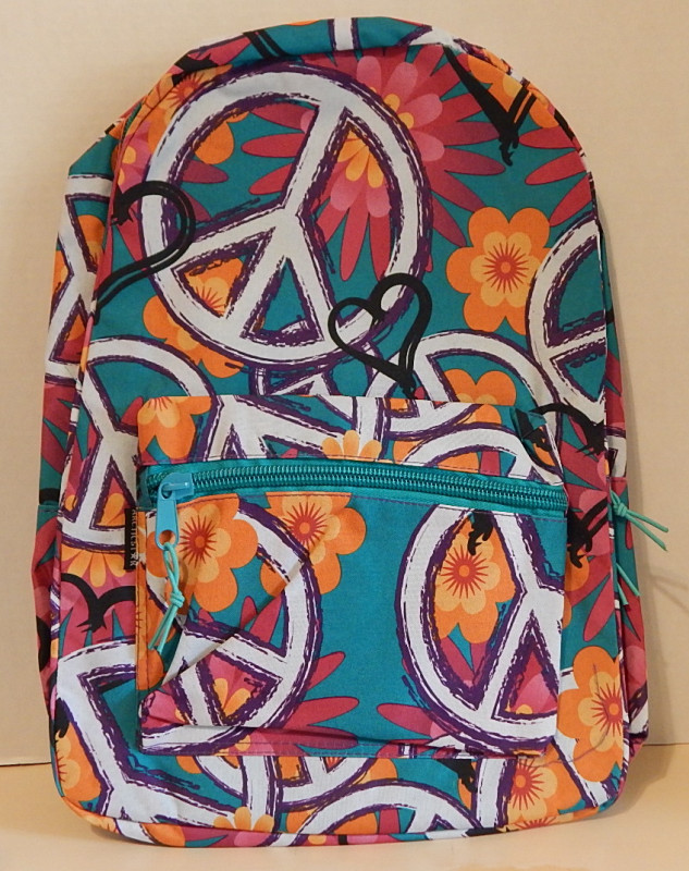 Backpack by Moda West Artic Peace Flower Power Headphone Port 17 x 12 x 6