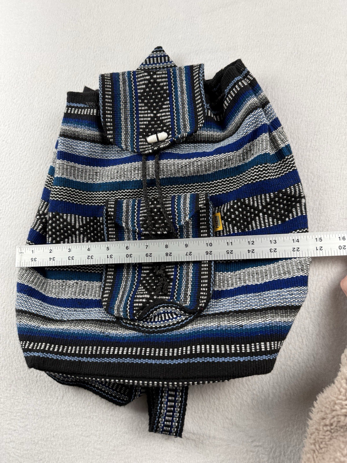 Pinzon Mexico Woven Multicolor Blue Backpack Bag Boho Hippie Clean EUC