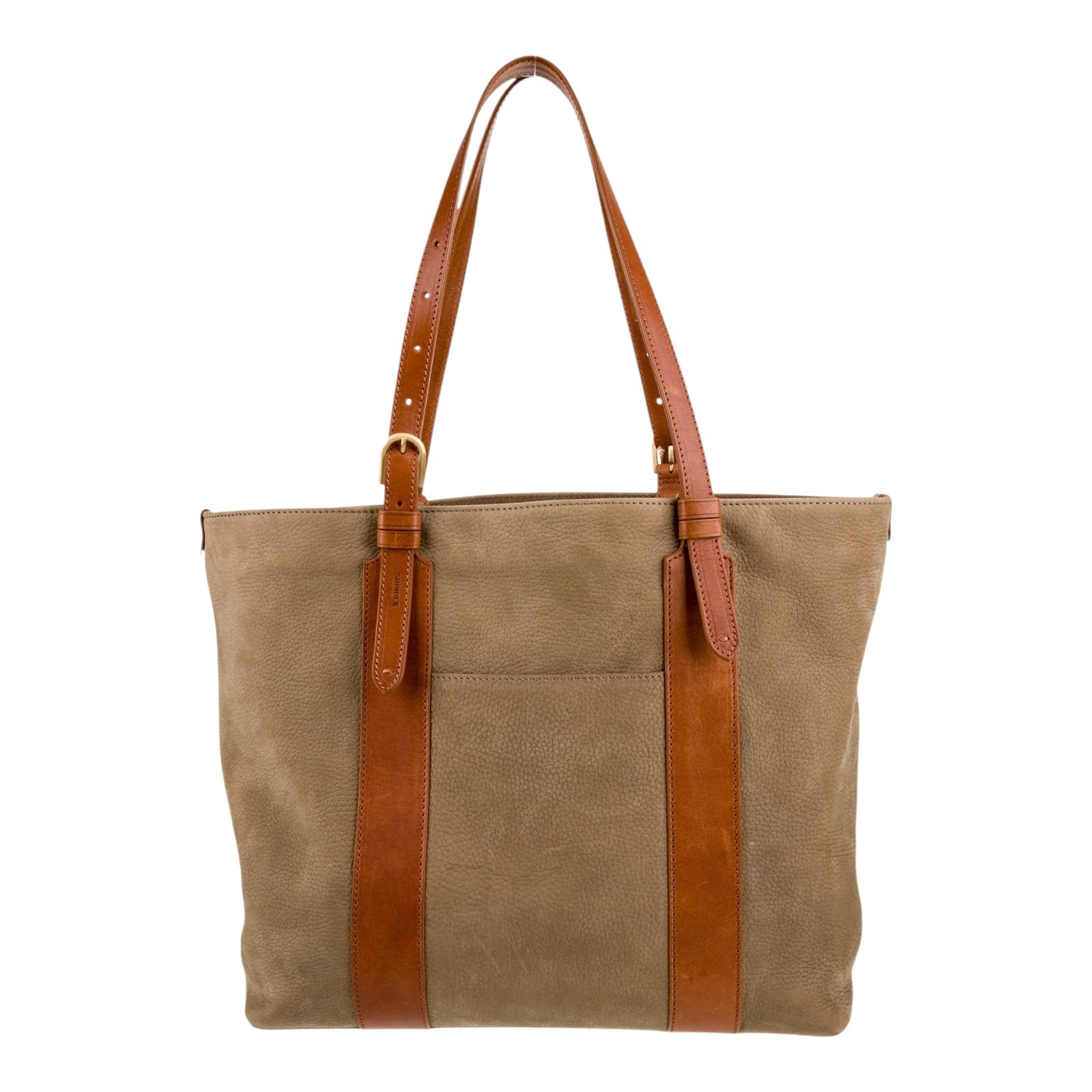 Shinola Detroit Pebbled Leather Tote Bag Moss Olive British Tan Two-Tone Large