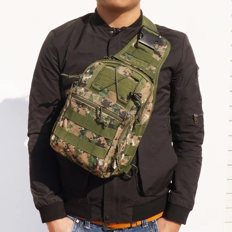 Mens Backpack Tactical Sling Shoulder Bag Molle Travel Chest Pack Outdoor Hiking