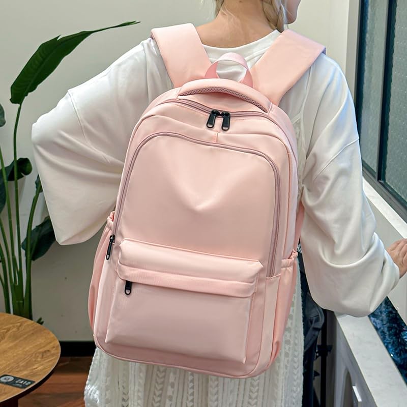 Pink Cute College Aesthetic Backpack For Teen Girls Large Laptop Daypack Bag