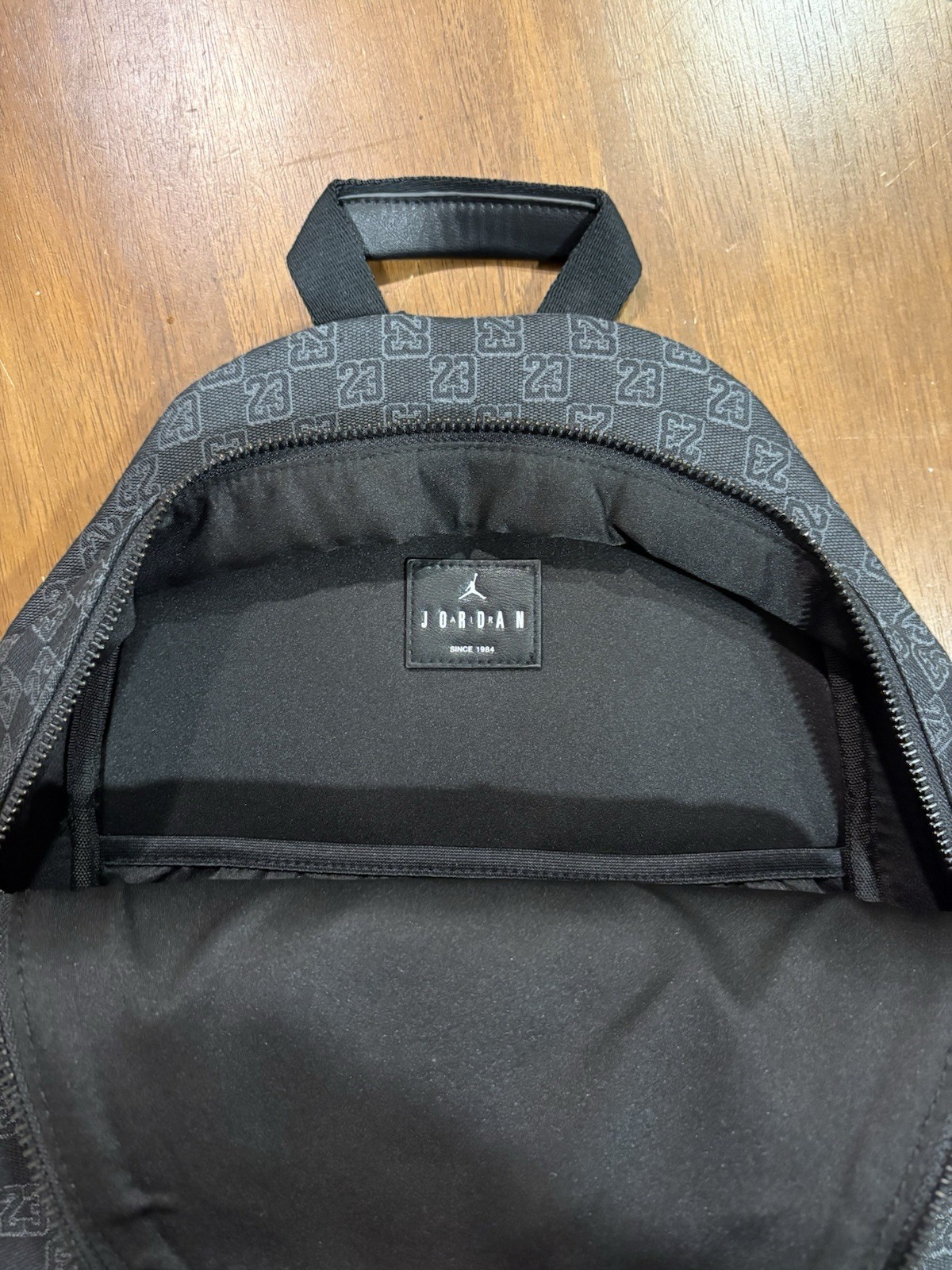 Nike Air Jordan Blacked Out Monogram Backpack Eco-Leather Trim