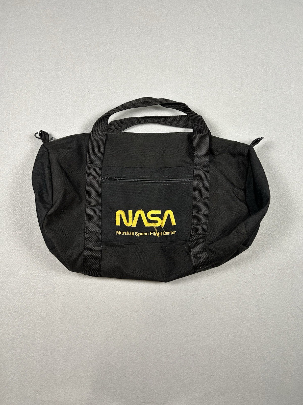 NASA Duffle Bag Marshall Space Flight Center Black Yellow Embroidery Alabama