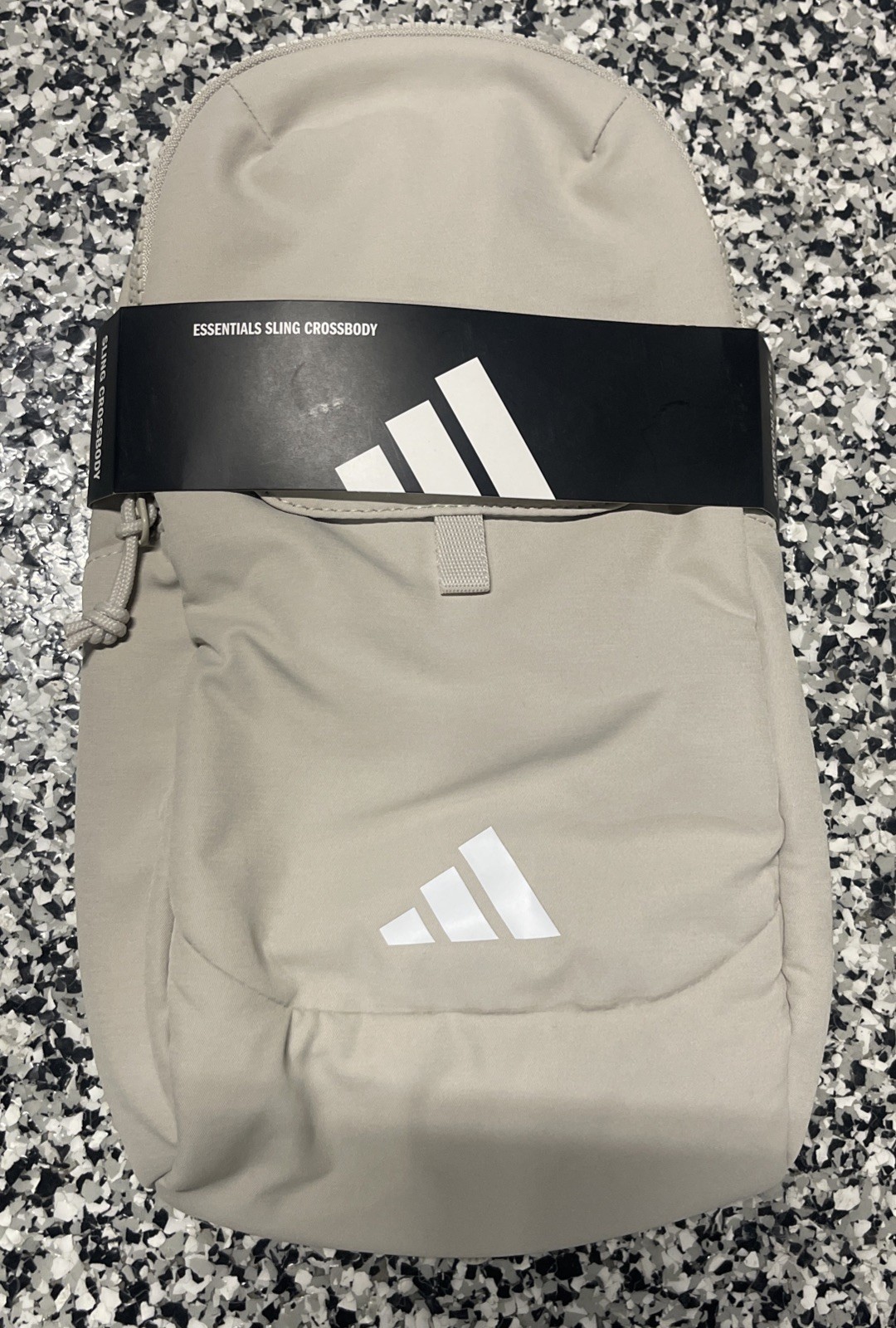 Adidas Essentials Sling Crossbody Bag Multi Pocket Tan/Beige Travel NEW