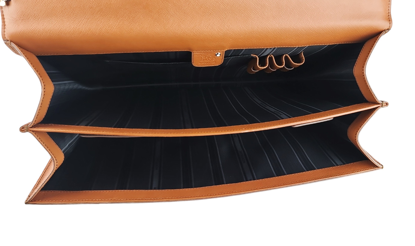 MONTBLANC MEISTERSTUCK 109622 COGNAC DBL GUSSET SAFFIANO BRIEFCASE LEATHER NEW