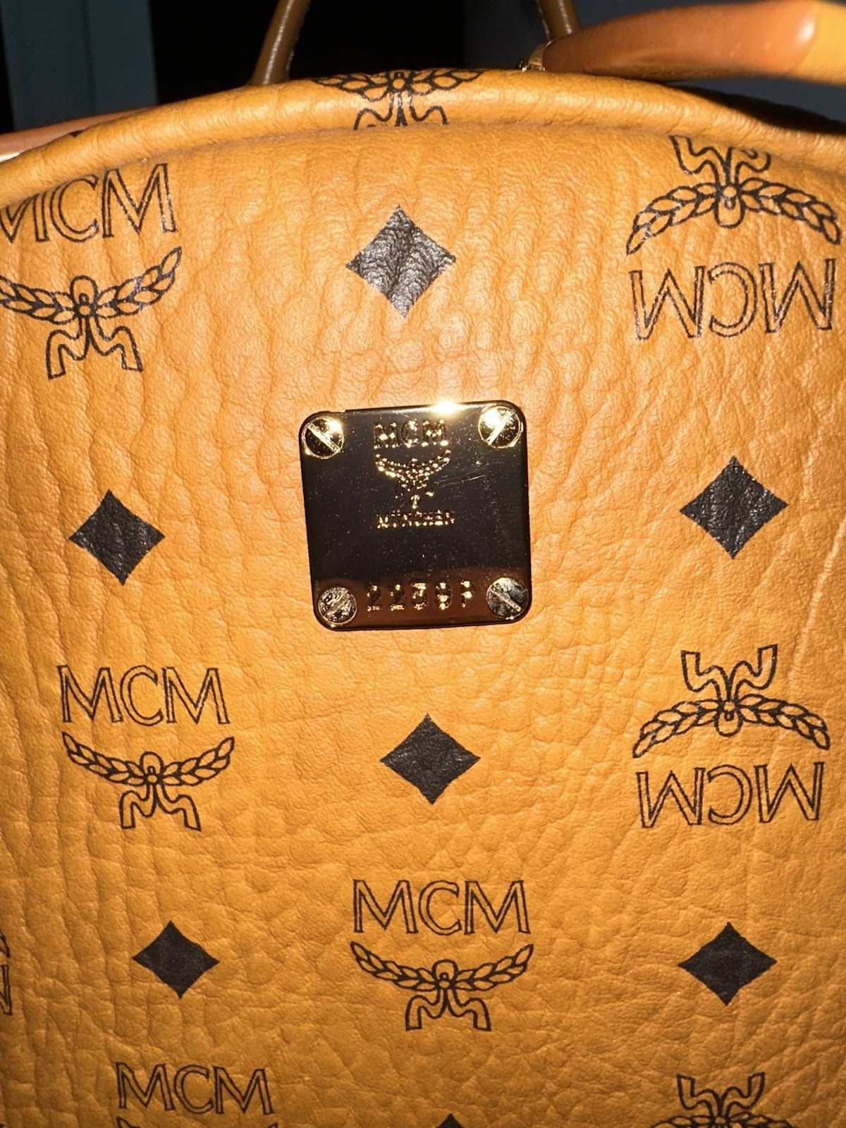MCM Stark Backpack In Side Studded Visetos (2017) – Cognac – Medium -Barely Worn