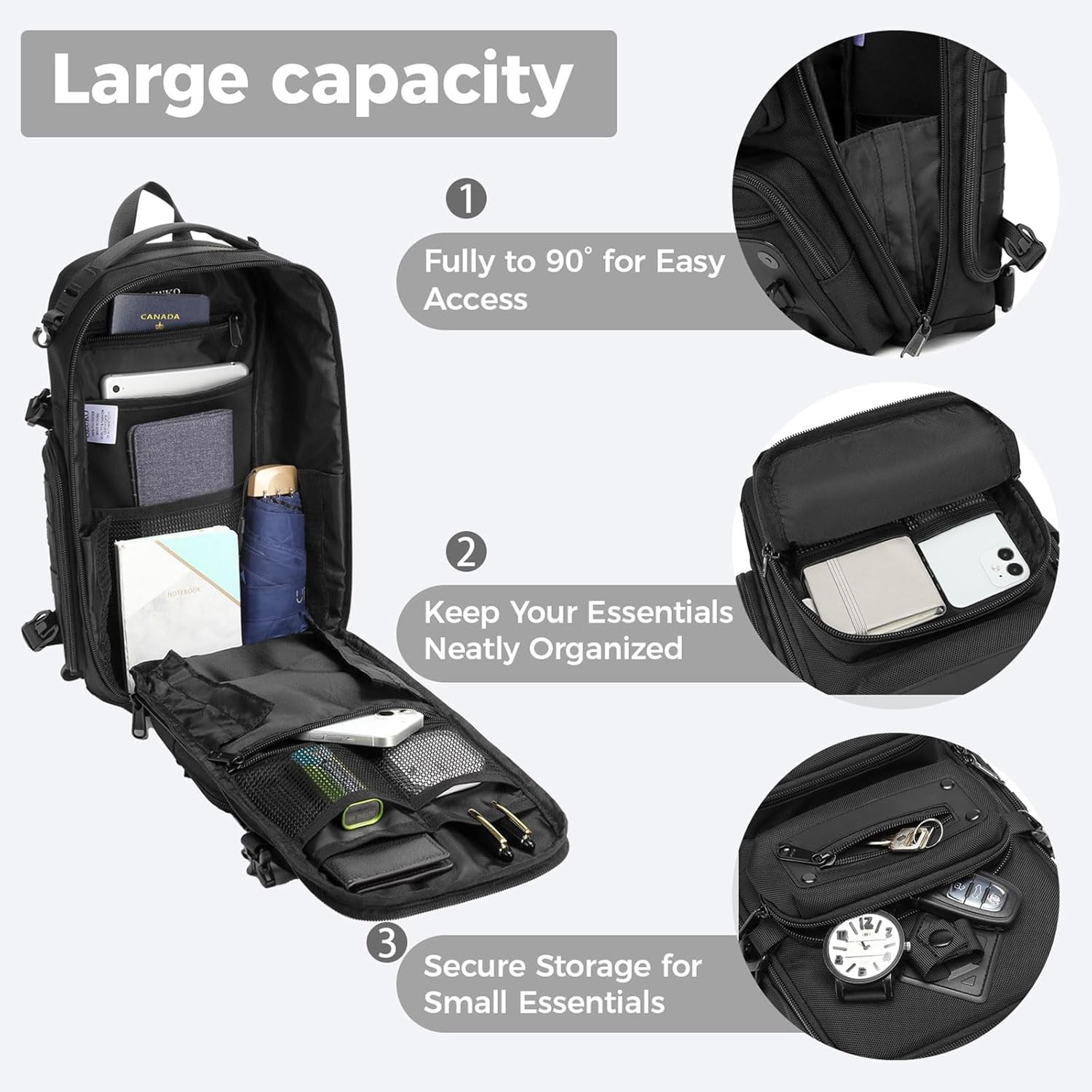 Sling Bag for Men, Large Capacity Crossbody Chest Pack, Water-Resistant Tactical