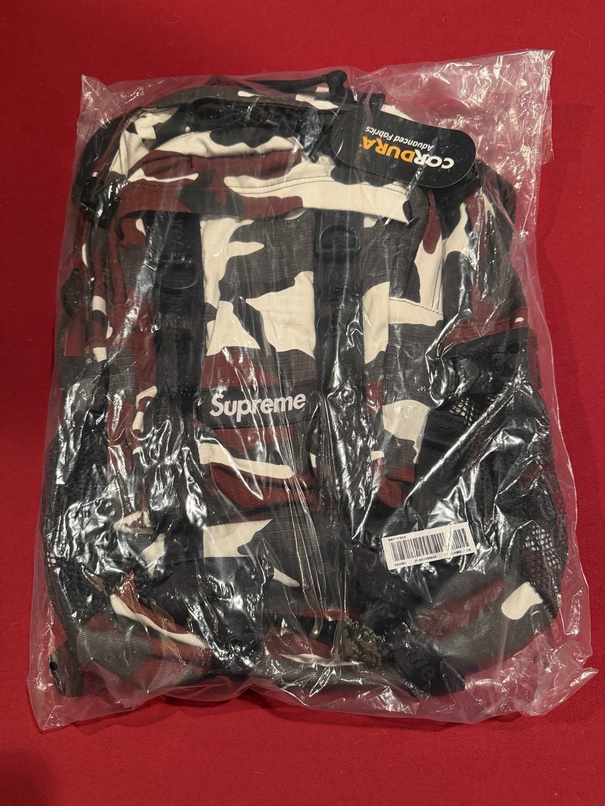 Supreme Logo Red Camo Backpack SS26 *Same Day Ship