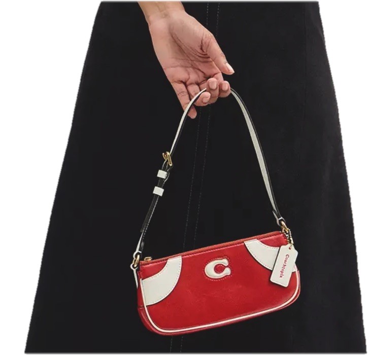 Coach Coachtopia Bowling Small Shoulder Bag Upcrafted Leather Red/White CFB01