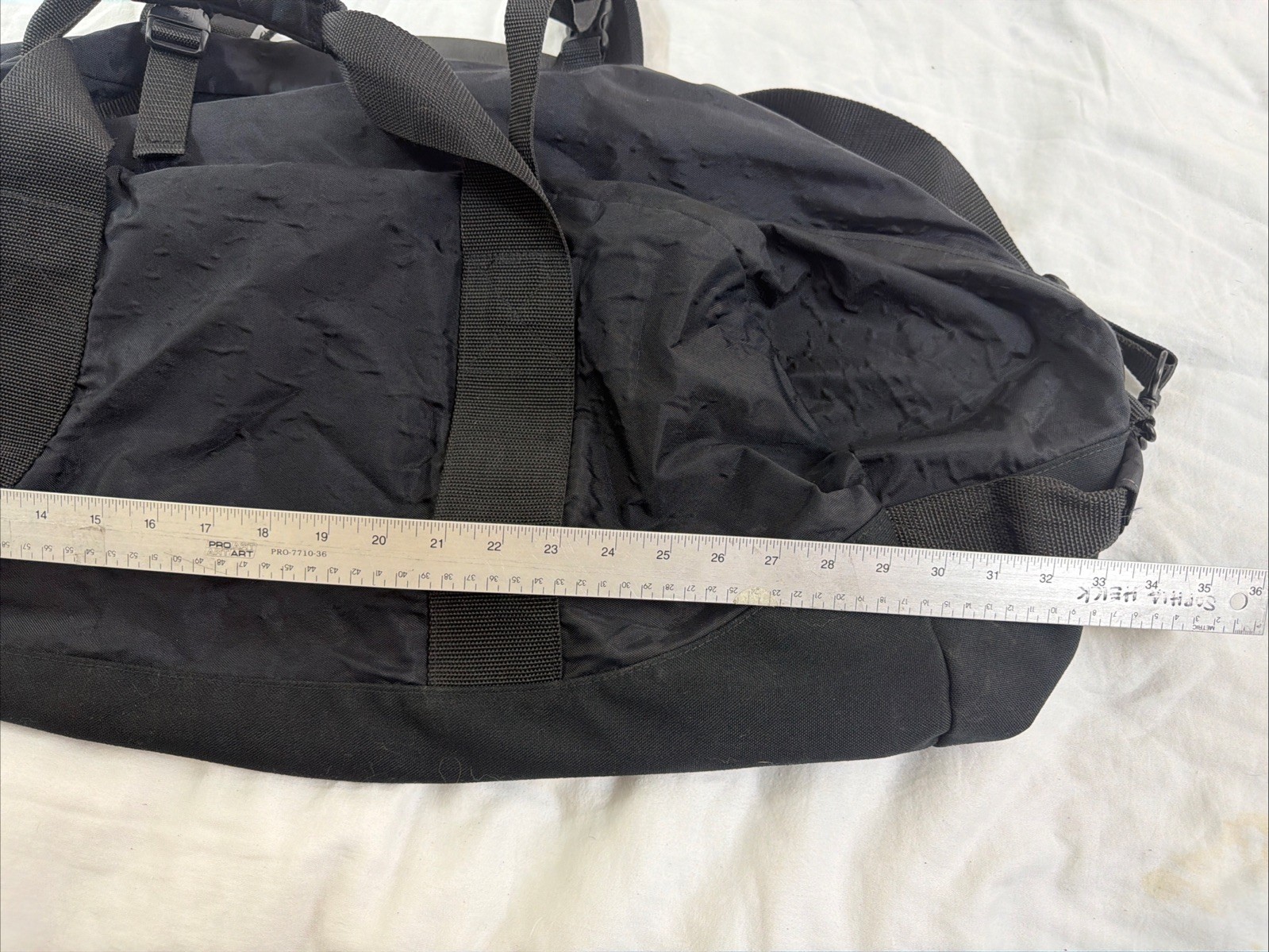 LL Bean Black Duffle Bag With Shoulder Strap Large 33x18x11