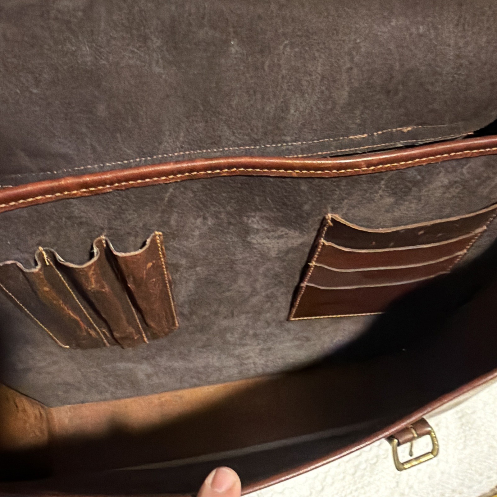 Orvis Brown Briefcase/Document Case Buckle Closure w/ Strap, Pockets