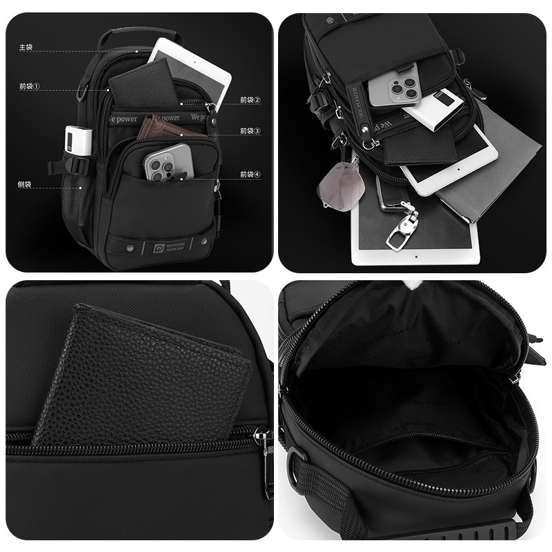 Waterproof Nylon MultiPocket Outdoor Sling Chest Bag Unisex Cycling Shoulder Bag