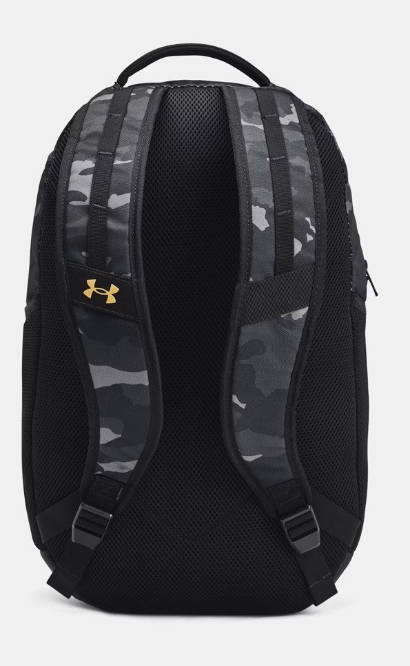 Under Armour UA Hustle 5.0 Backpack Camo Black/Metallic Gold 1361176 007 NWT