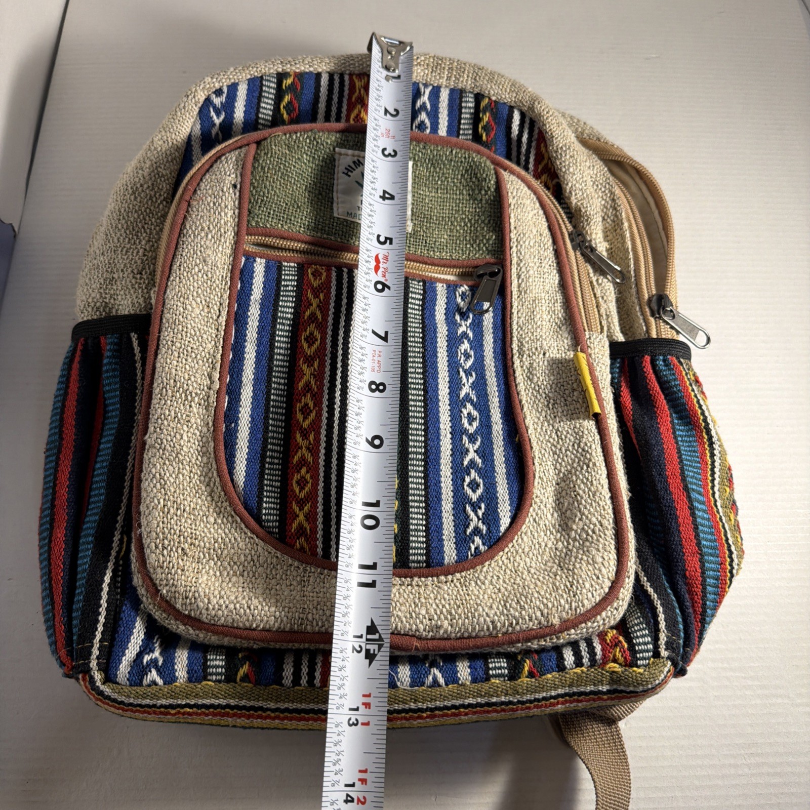 Himalayan Hemp THC Free Multi Color Handmade Made In Nepal Backpack