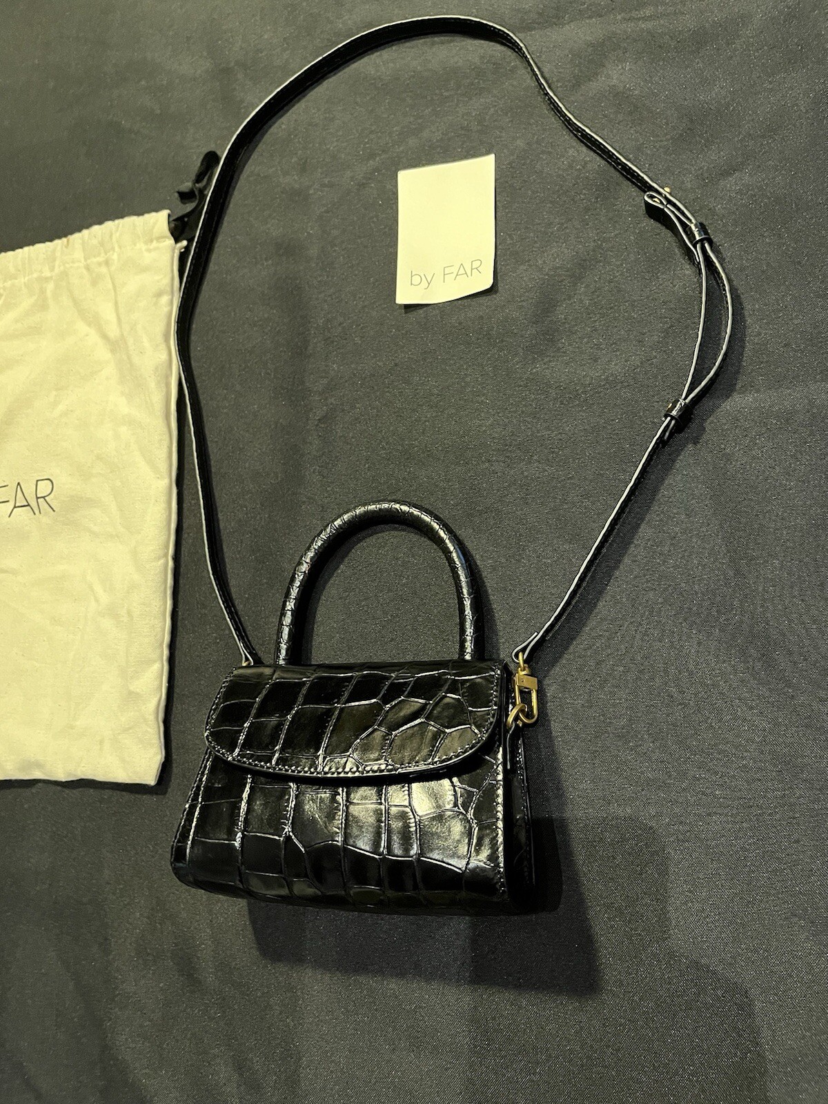 BY FAR SHOULDER CROSSBODY CROCODILE PATTERN LEATHER SMALL BAG PURSE AUTHENTIC
