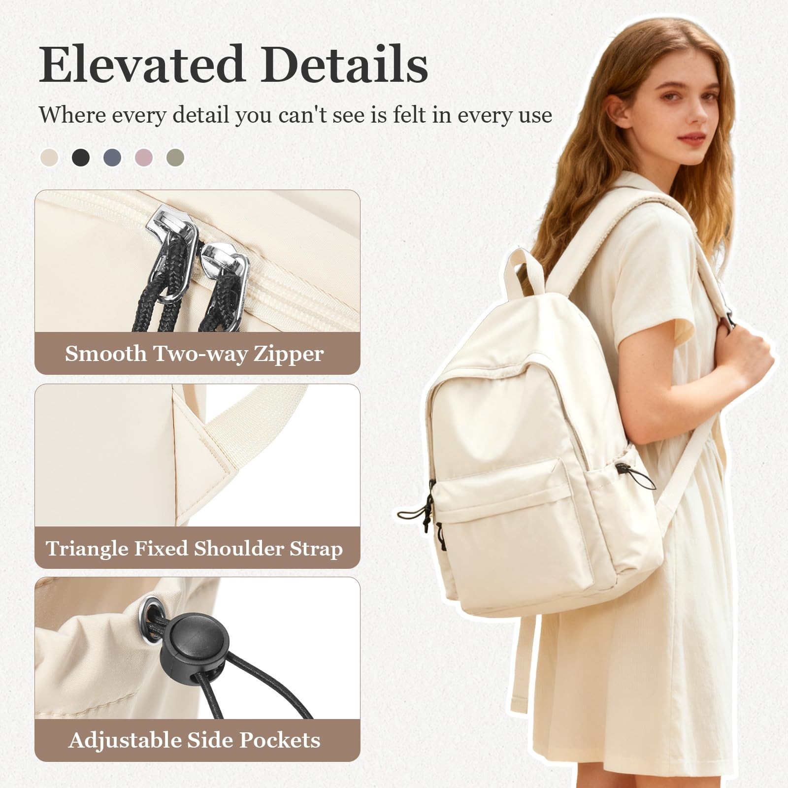 White Bookbags For Teen Girls Boys Waterproof College Backpack Middle School …