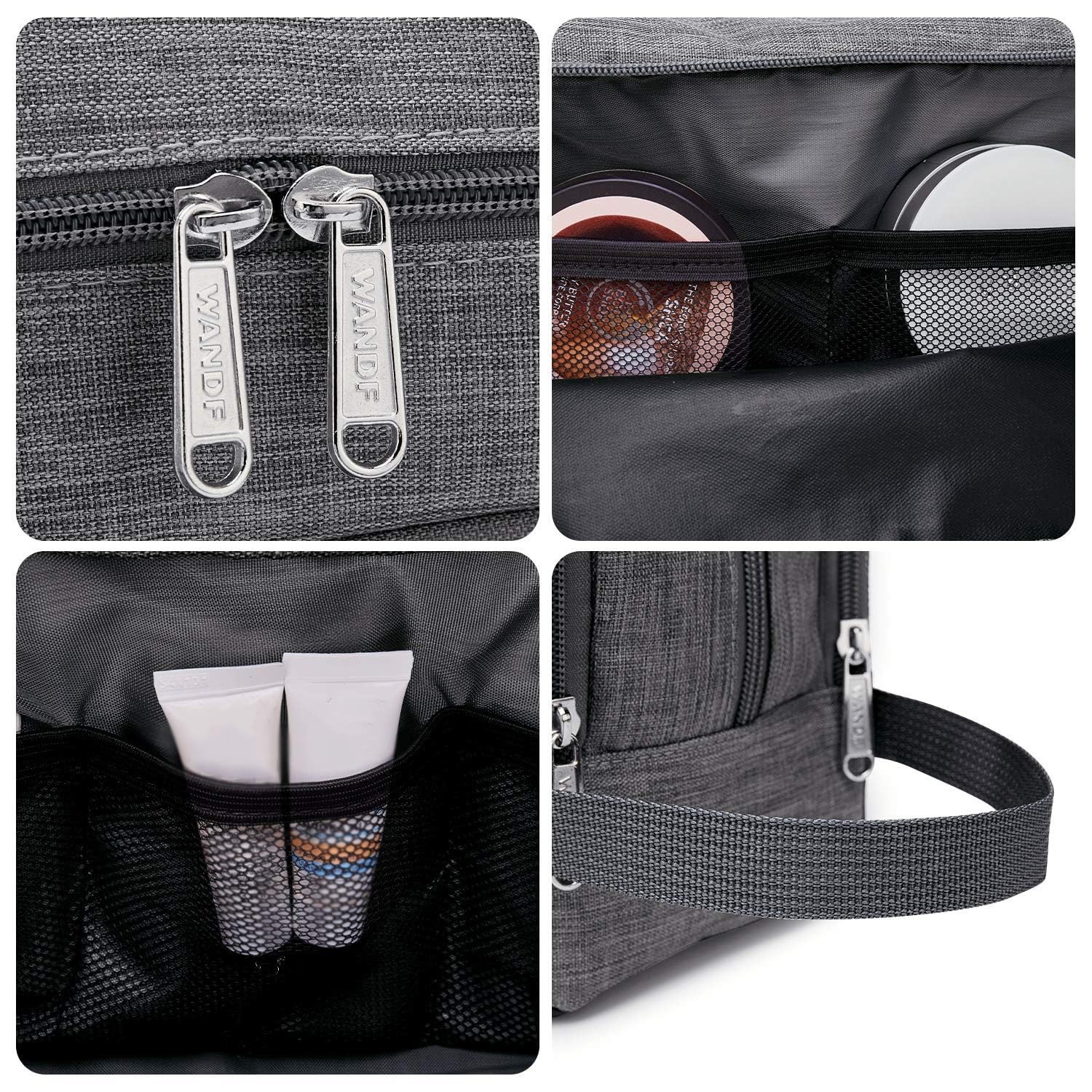 Toiletry Bag for Men Hanging Dopp 10.2×4.7×5.9 Inch (Pack of 1), Denim Grey