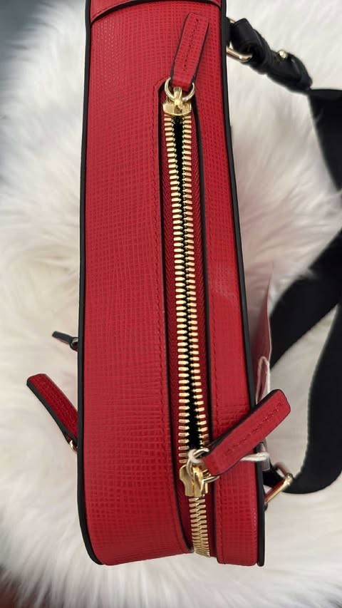 Smythson Bags Leather Shoulder Crossover Bag Red Yellow Green Zip W/ Pouch Auth