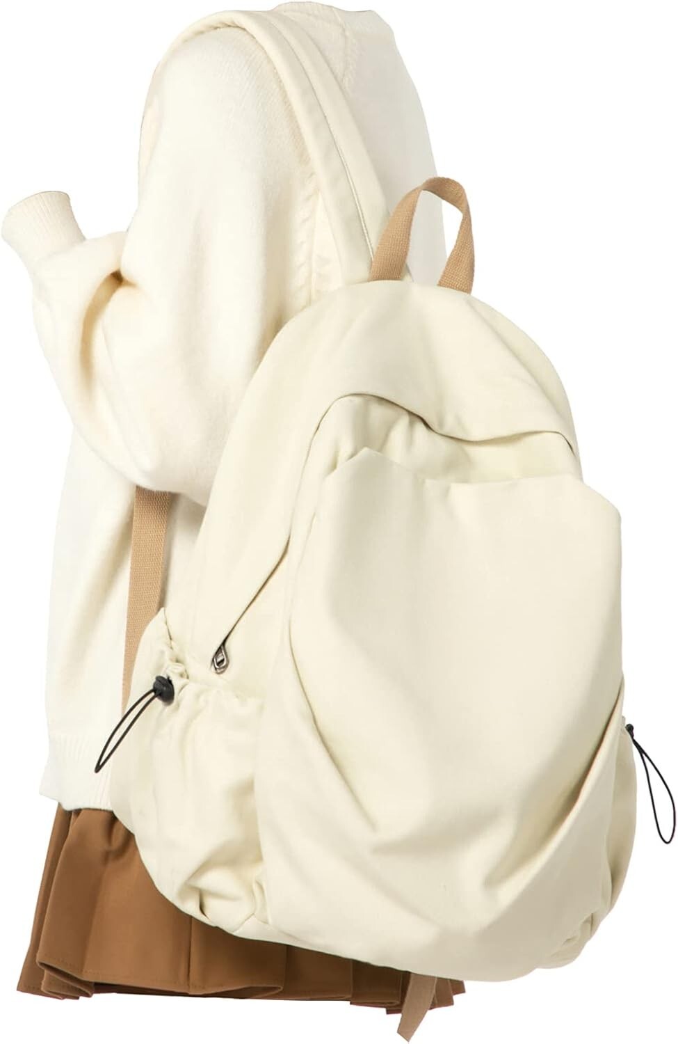 Basic BeigeSchool Backpack For Women Men,Lightweight Casual Daypack