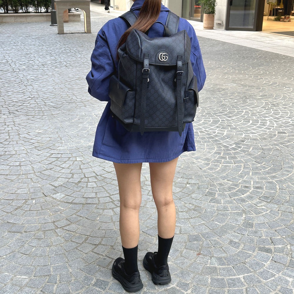 GUCCI Ophidia GG Supreme Canvas Backpack Navy Blue 598140