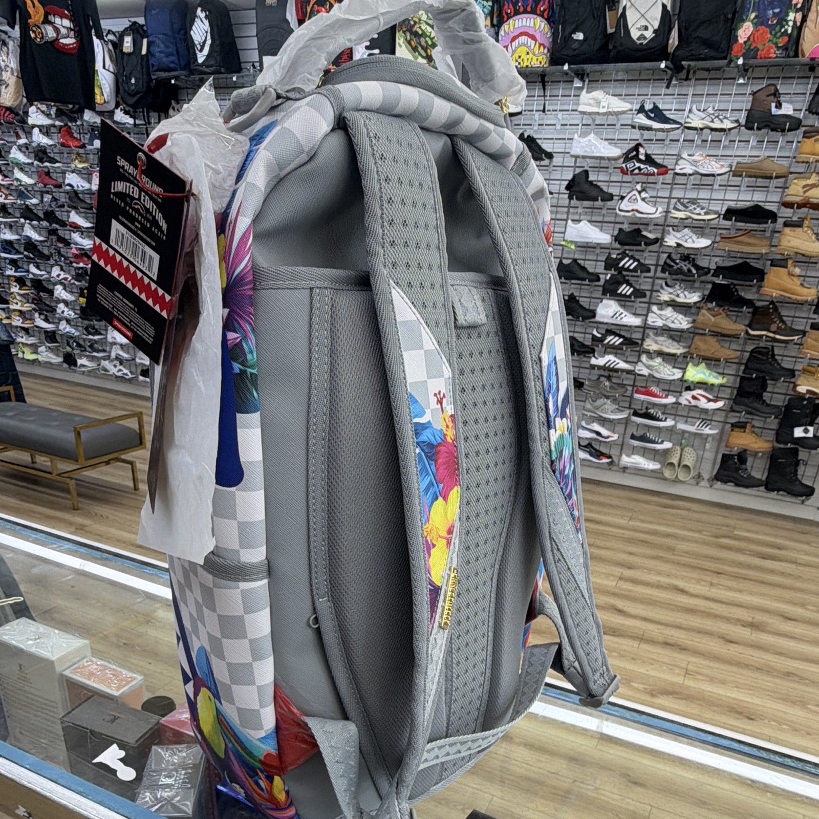 Sprayground Limited Edition Sharktropica Shark Mouth Animal Print Backpack Zip