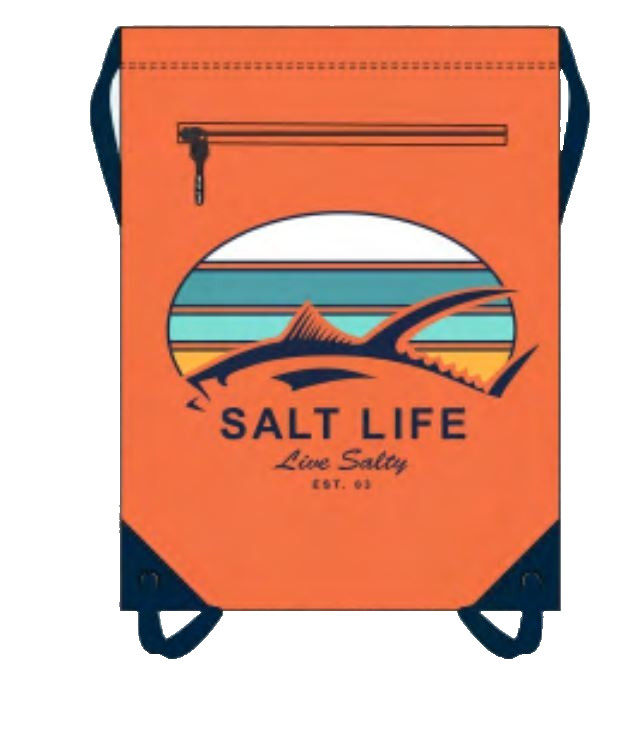 New Salt Life Drawstring Backpack String Bag Sackpack Cinch with Zipper Gym Shop