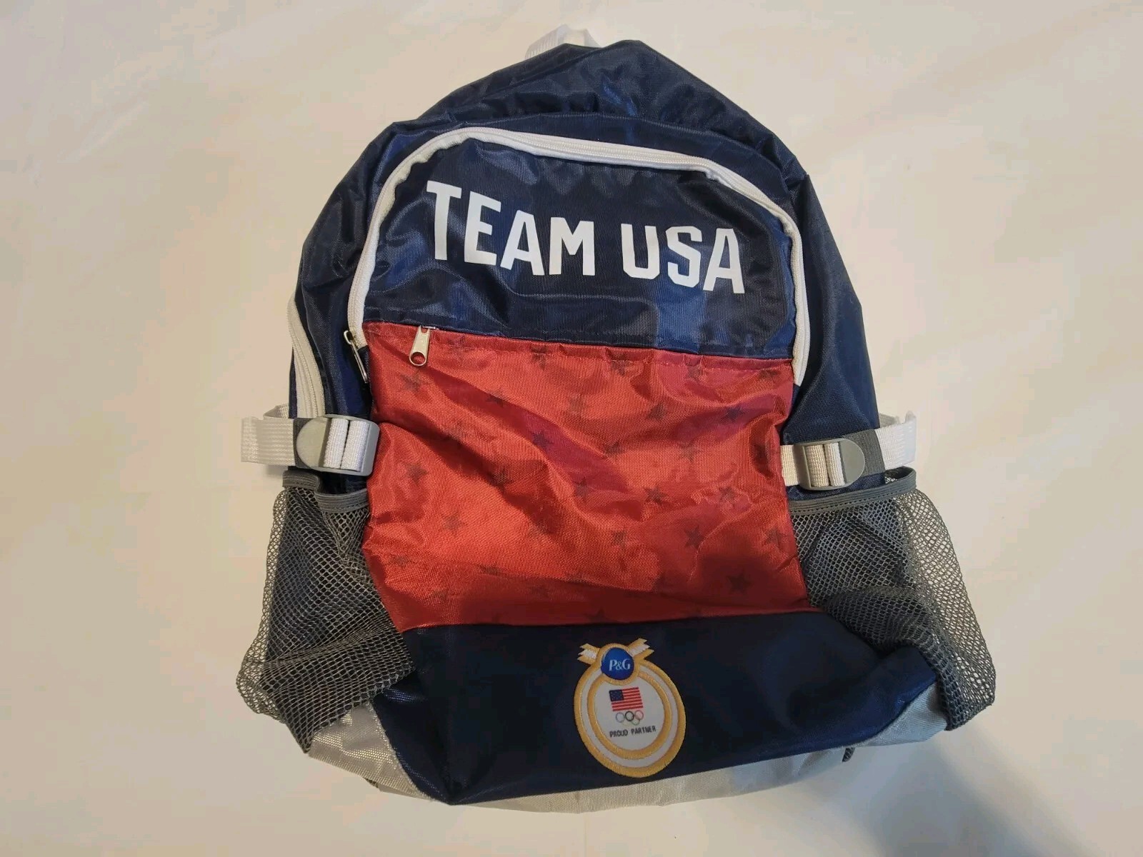Team USA Olympics Backpack Bag Blue Red P&G