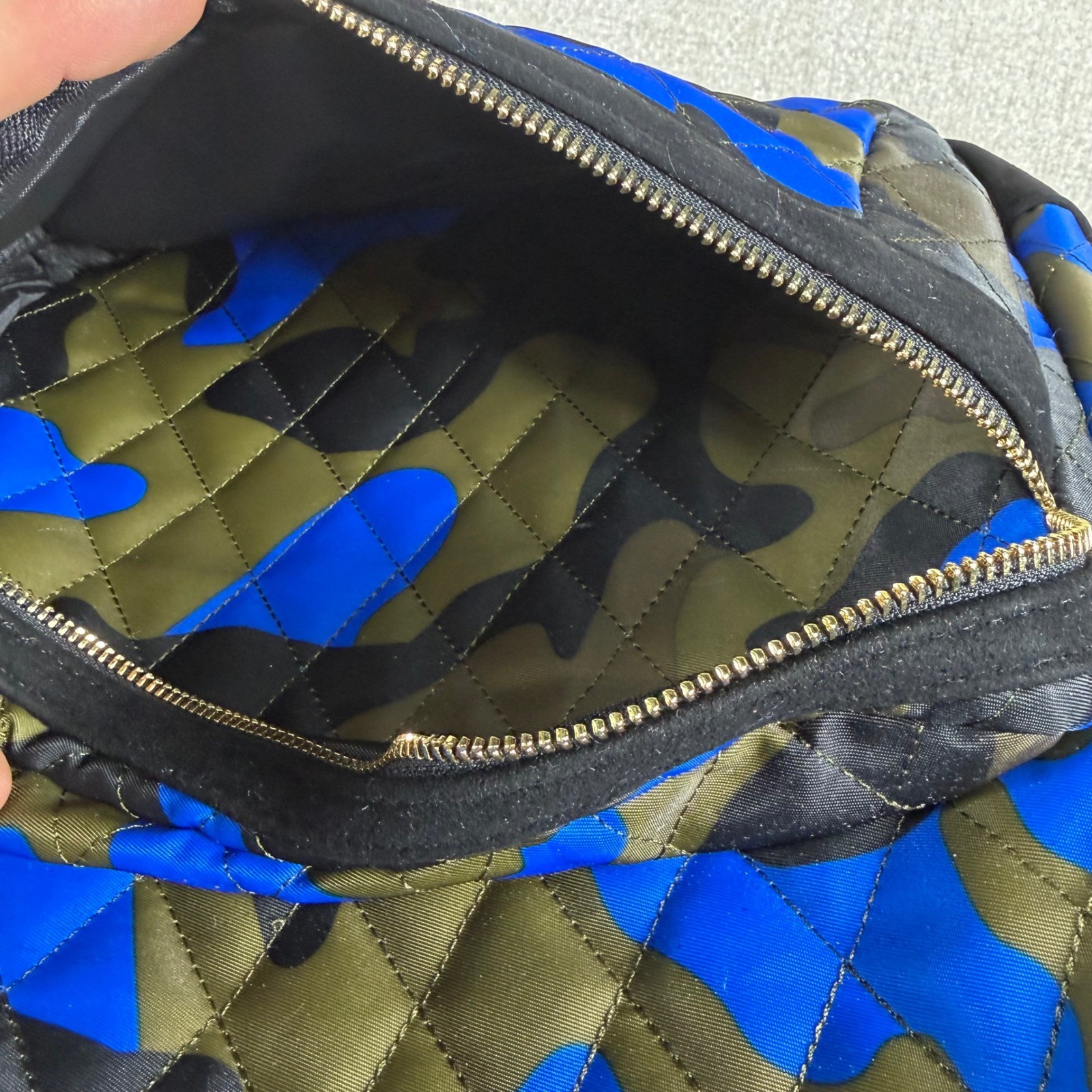 Cookies SF Smell Proof Quilted Camo Backpack Blue Olive Green Gold Hardware Bag