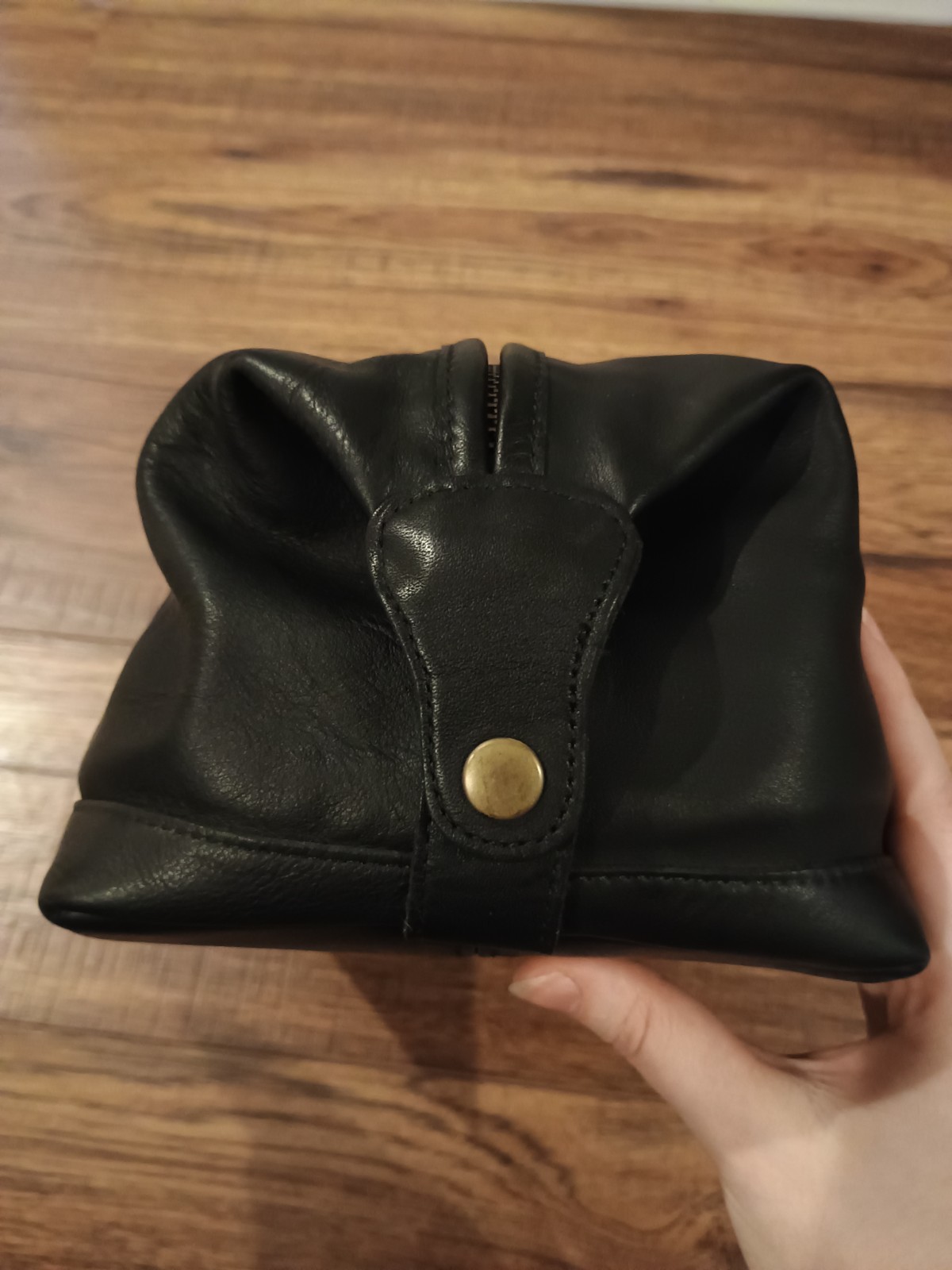 Vintage Coach 1995 Travel Kit No. 5036 Large Leather Toiletry Bag Black Zip Snap