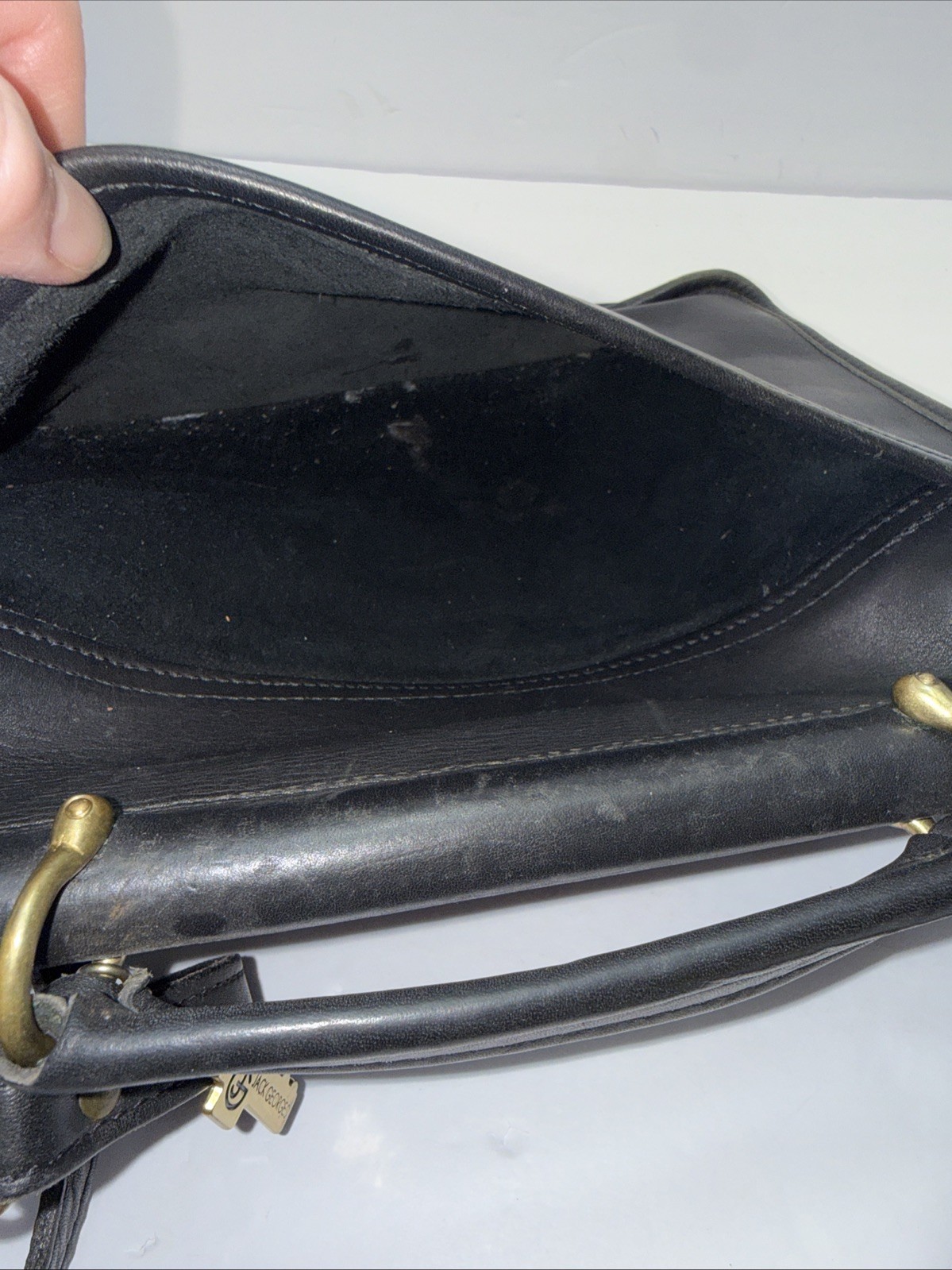 Jack Georges University Executive Black Leather Briefcase Messenger Bag Made USA