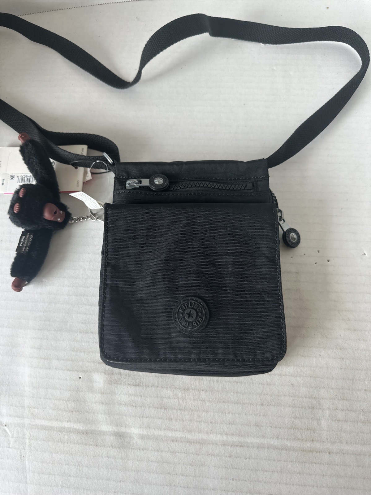 KIPLING Live Light NWeldorado Swing Pack Crossbody Nylon Black Tonal Monkey NWT