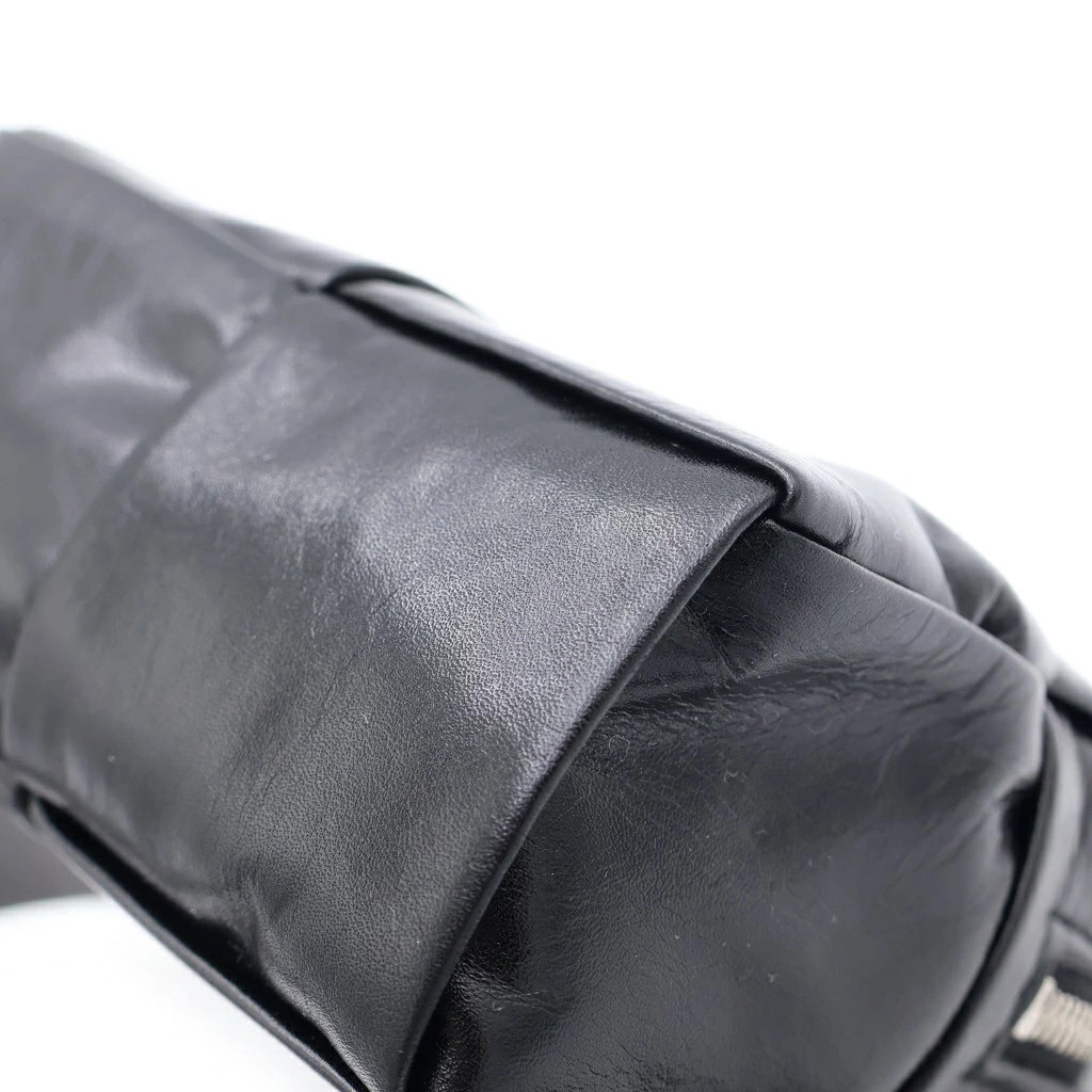 Bottega Veneta Cassette Maxi Intrecciato Belt Waist Black Leather New Grade S