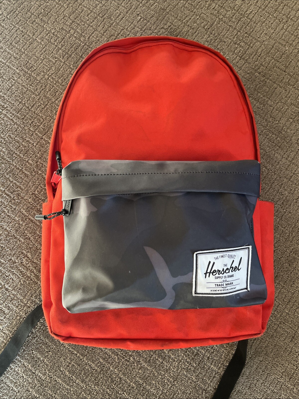 Herschel Supply Co Backpack Red w Camouflage Camo Gray Black Fleece Lined