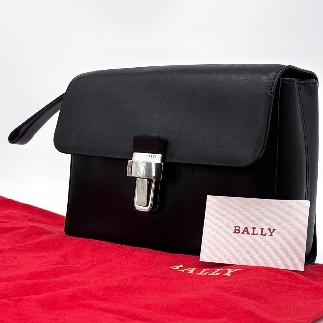 BALLY Designer calf leather Authentic clutch bag with black hardware 17×25cm