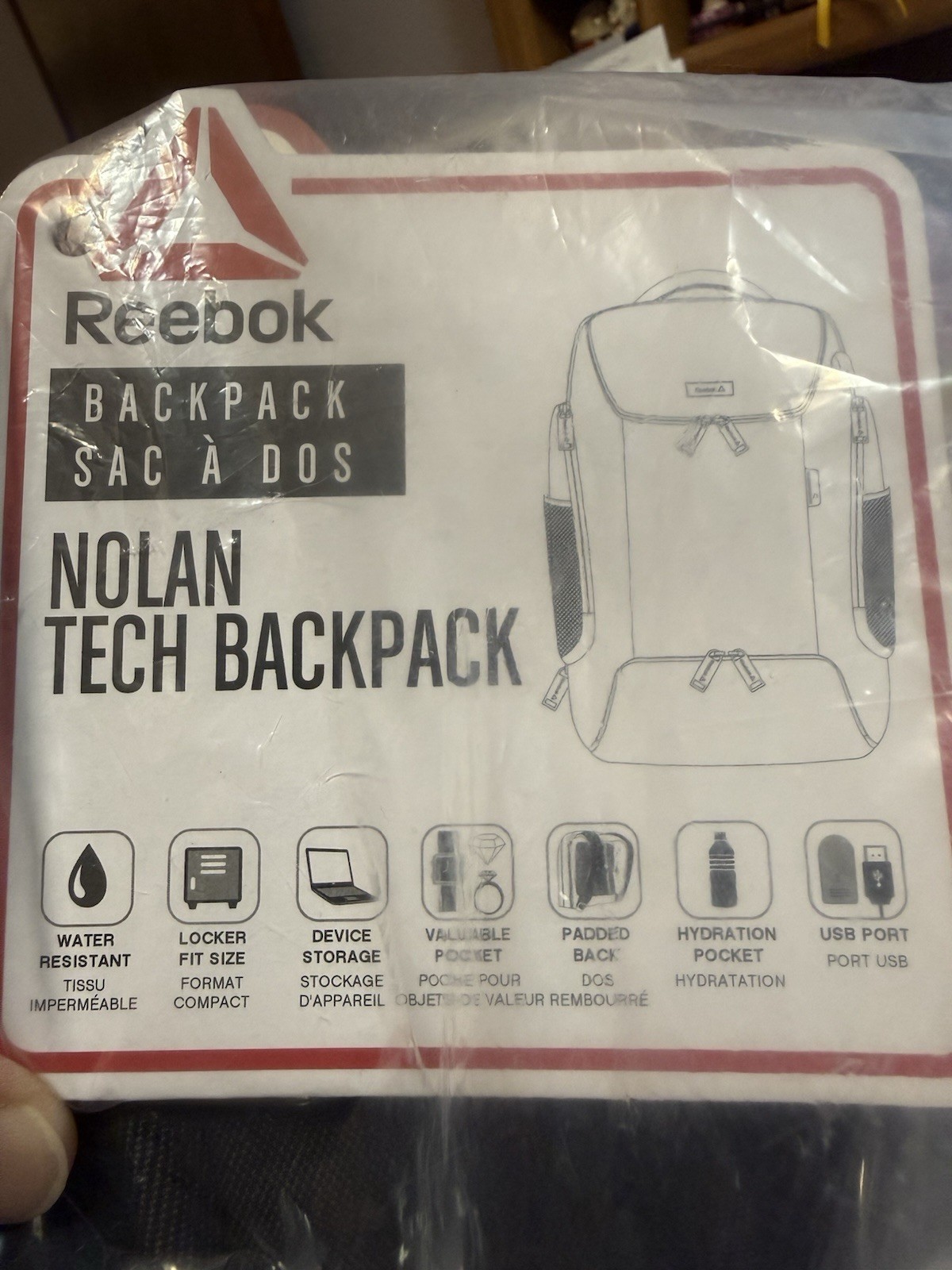 Reebok Black Backpack NWT Nolan Tech Unopened H18″xW11.5″xD6″