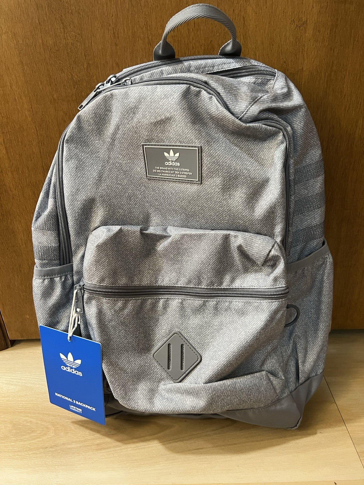NWT ADIDAS Originals National 3.0 Backpack Grey White Gray Laptop Pocket