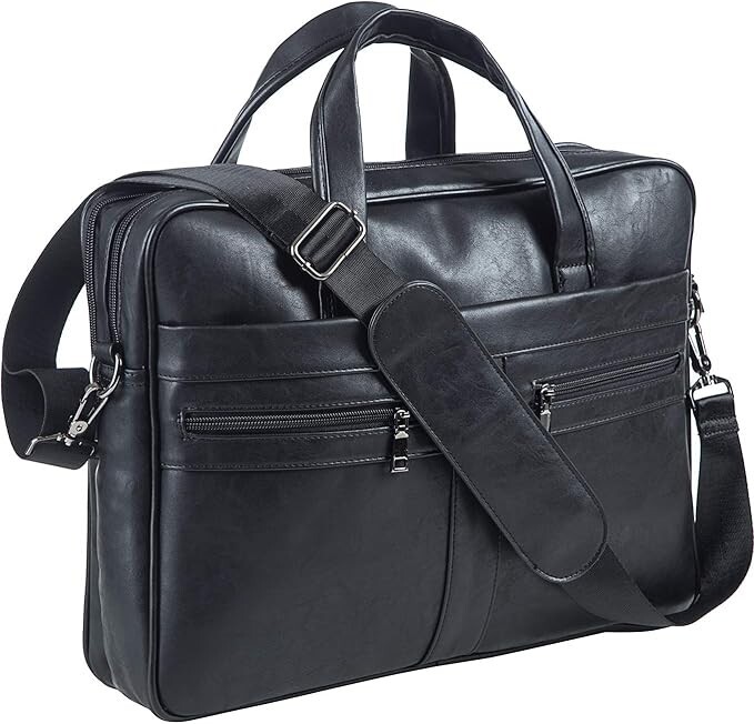 Men Genuine Leather Briefcase Shoulder Messenger Bag Business Work Bag Handbag