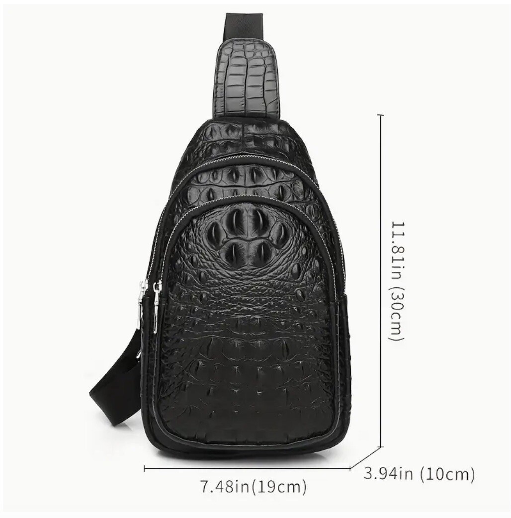 Genuine Leather Crocodile Pattern Sling Bag Stylish Design Handmade Original